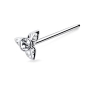 Leafy Stone Shaped Silver Straight Nose Stud NSKA-73